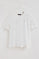 White V-neck T-shirt in linen and cotton with embroidered monogram