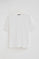 White round-neck T-shirt in linen and cotton with embroidered monogram