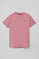 Dusty-pink garment-dyed T-shirt with Polo Club detail