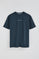 Navy-blue round-neck T-shirt with nautical print
