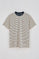 Navy-blue and beige striped T-shirt with embroidered monogram
