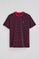Navy-blue and red striped T-shirt with embroidered monogram