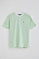 Mint and beige striped T-shirt with embroidered monogram