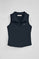 Navy-blue sleeveless polo shirt with embroidered monogram