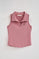 Dusty-pink sleeveless polo shirt with embroidered monogram