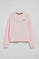 Pink round-neck sweatshirt with Rigby Go embroidery