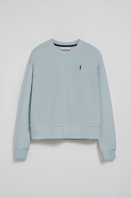 Woman - Sweatshirt - Light-blue round-neck sweatshirt with Rigby Go embroidery