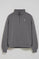 Asphalt-grey half-zip sweatshirt with Rigby Go embroidery