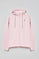 Pink hoodie with zip and Rigby Go embroidery