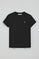 Black round-neck T-shirt with Rigby Go embroidery