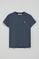 Denim-blue round-neck T-shirt with Rigby Go embroidery