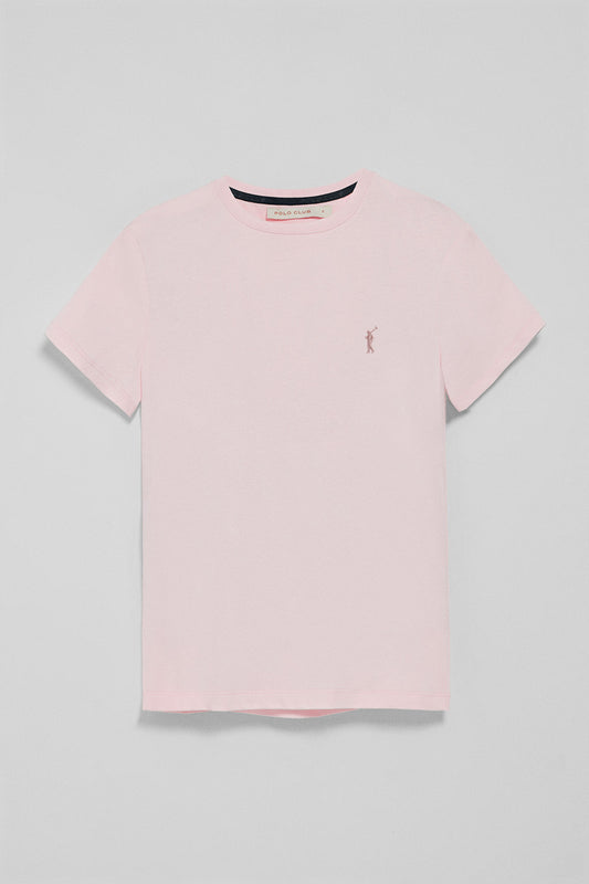 Woman - T-Shirt - Pink round-neck T-shirt with Rigby Go embroidery