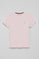 Pink round-neck T-shirt with Rigby Go embroidery