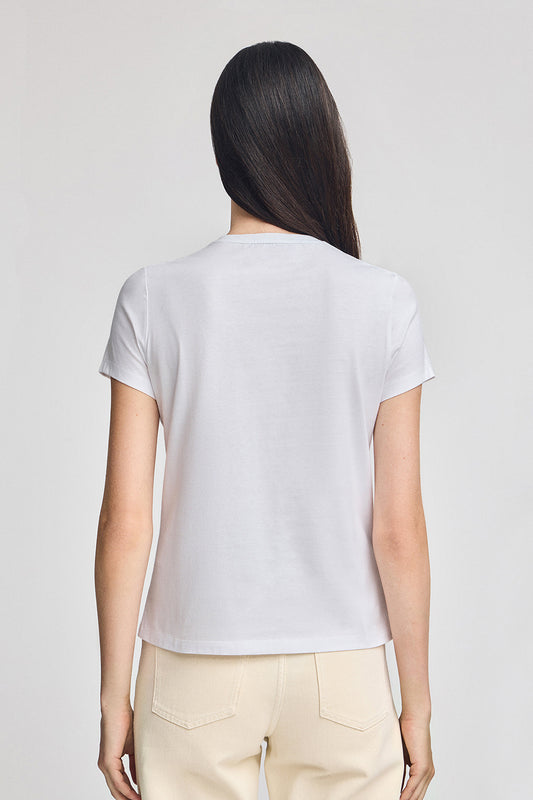 Woman - T-Shirt - White round-neck T-shirt with Rigby Go embroidery