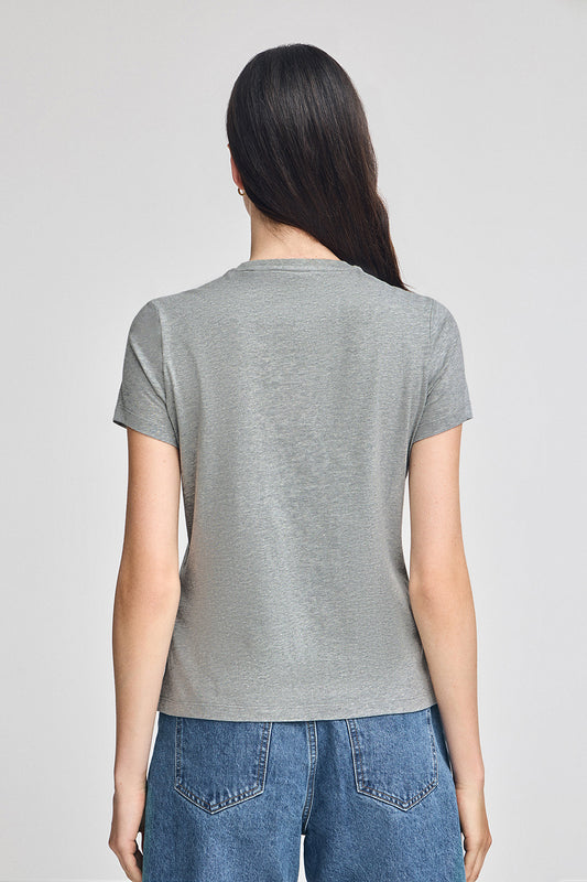 Woman - T-Shirt - Grey-marl round-neck T-shirt with Rigby Go embroidery