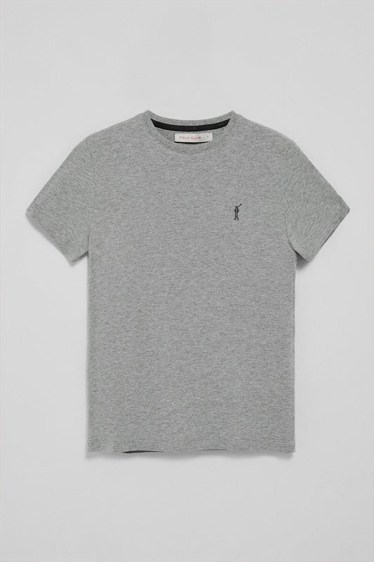 Woman - T-Shirt - Grey-marl round-neck T-shirt with Rigby Go embroidery