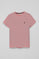 Dusty-pink round-neck T-shirt with Rigby Go embroidery