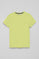 Lime-green round-neck T-shirt with Rigby Go embroidery