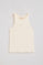 Nude tank top in linen and cotton with embroidered monogram