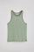 Jade-green tank top in linen and cotton with embroidered monogram