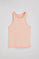 Blush-pink tank top in linen and cotton with embroidered monogram