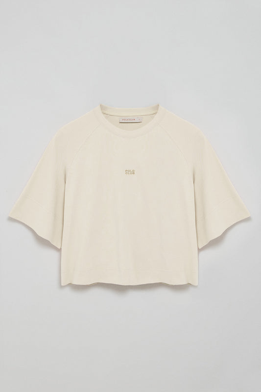 Woman - T-Shirt - Nude T-shirt Danae with embroidered logo