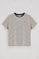Navy-blue and beige striped T-shirt with embroidered monogram