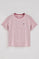 Dusty-pink and beige striped T-shirt with embroidered monogram