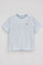Light-blue and beige striped T-shirt with embroidered monogram
