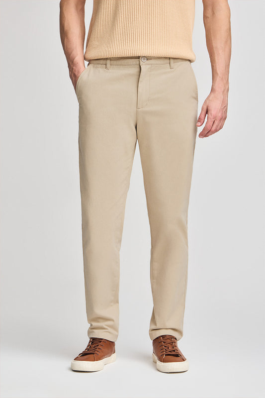 Beige chinos Vanya with Polo Club embroidery