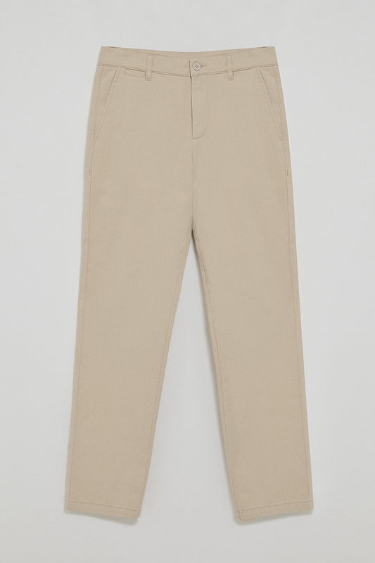 Beige chinos Vanya with Polo Club embroidery