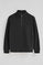 Black half-zip sweatshirt with washed effect and Rigby Go logo