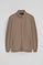 Brown high-neck sweatshirt with zip and Rigby Go logo