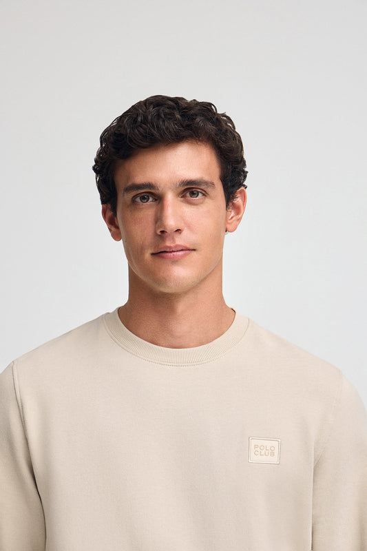 Beige relaxed-fit sweatshirt with Polo Club logo