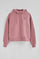Dusty-pink zipped hoodie with Rigby Go logo