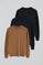 Men’s 3-pack jumpers in black, navy and brown marl with Rigby Go embroidery