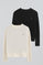 Women’s wool-blend 2-pack jumpers in black and nude with round neck and Rigby Go embroidery