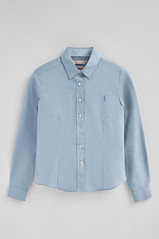 Woman - Shirt - Sky-blue shirt with slim fit and Rigby Go logo