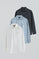 Men’s slim-fit poplin 3-pack shirts in white, navy blue and sky blue with Rigby Go logo