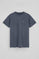 Denim-blue round-neck T-shirt with Rigby Go embroidery
