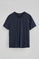 Navy-blue V-neck T-shirt with Rigby Go embroidery