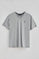 Grey-marl V-neck T-shirt with Rigby Go embroidery