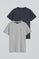 Men’s 2-pack round-neck T-shirts in black and grey marl with Rigby Go embroidery