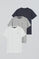 Men’s 3-pack round-neck T-shirts in navy blue, white and grey marl with Rigby Go embroidery