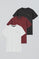 Men’s 3-pack round-neck T-shirts in white, maroon and black with Rigby Go embroidery