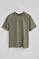 Army-green short-sleeve T-shirt with Polo Club rubber logo