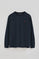 Navy-blue long-sleeve T-shirt with Rigby Go embroidered logo