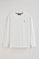 White long-sleeve T-shirt with Rigby Go embroidered logo