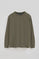 Army-green long-sleeve T-shirt with Rigby Go embroidered logo