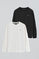 Men’s 2-pack long-sleeve T-shirts in white and black with Rigby Go embroidery